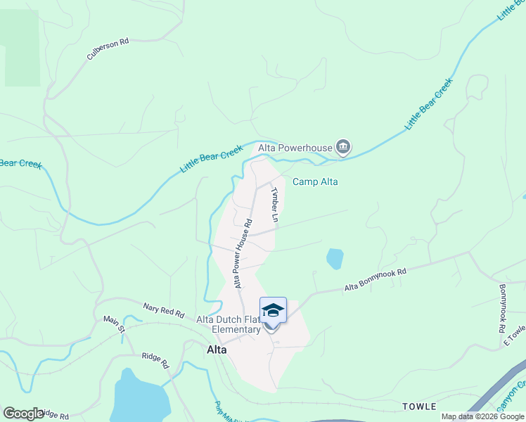 map of restaurants, bars, coffee shops, grocery stores, and more near 694 Alta Power House Road in Alta