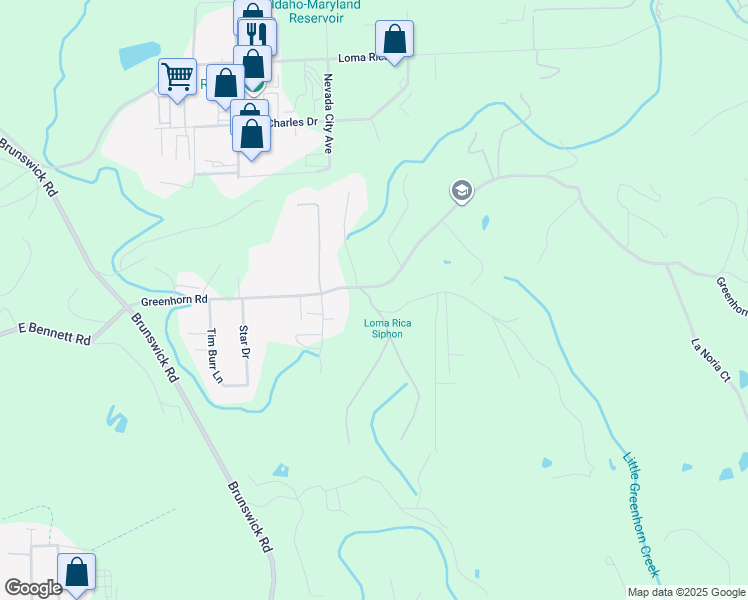 map of restaurants, bars, coffee shops, grocery stores, and more near 14232 Anchor Lane in Grass Valley