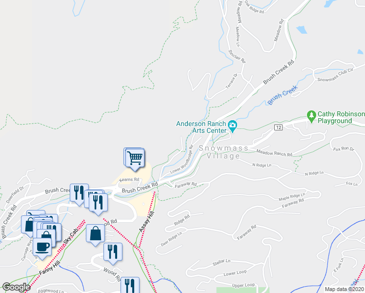map of restaurants, bars, coffee shops, grocery stores, and more near 35 Upper Woodbridge Road in Aspen