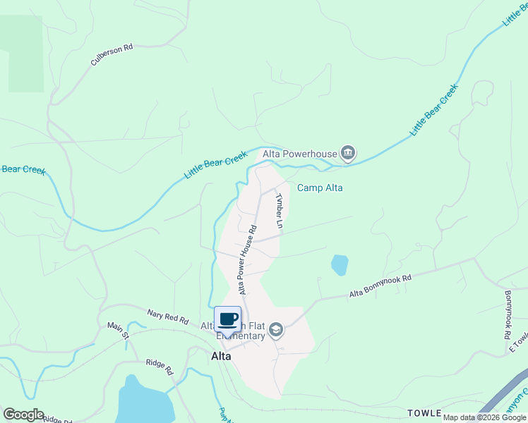 map of restaurants, bars, coffee shops, grocery stores, and more near 694 Alta Power House Road in Alta