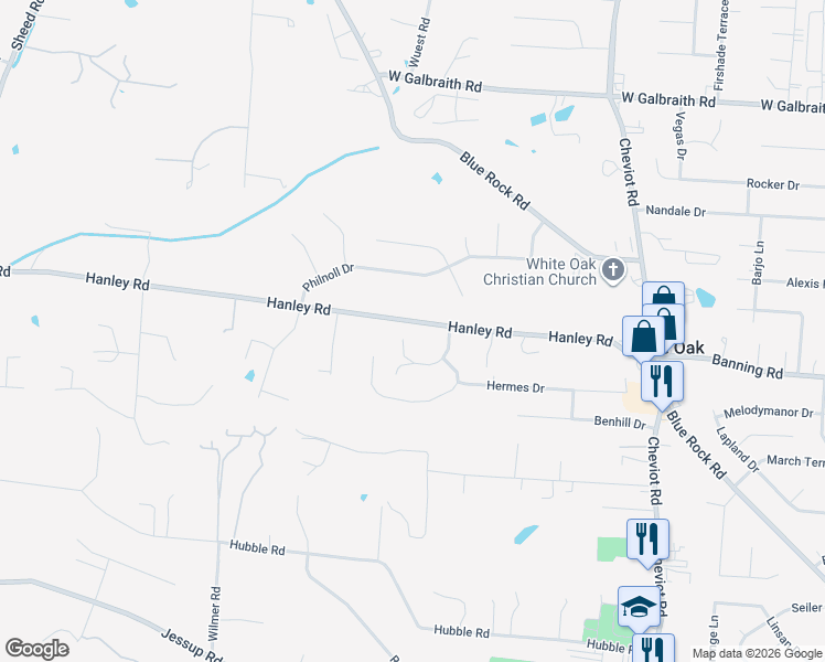 map of restaurants, bars, coffee shops, grocery stores, and more near 7021 King James Court in Cincinnati