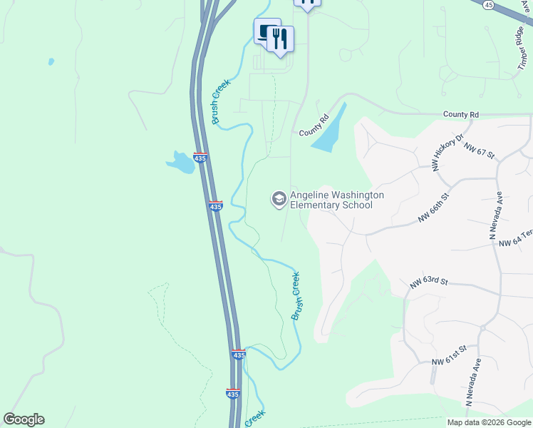 map of restaurants, bars, coffee shops, grocery stores, and more near 6600 Northwest Brush Creek Parkway in Parkville