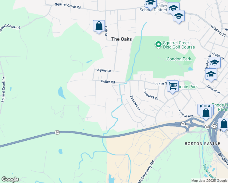 map of restaurants, bars, coffee shops, grocery stores, and more near 25 Wendy Circle in Grass Valley