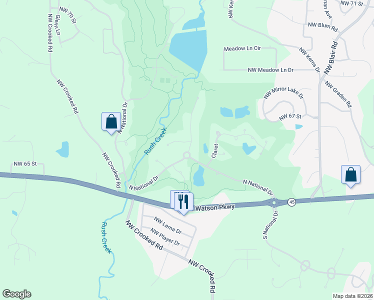map of restaurants, bars, coffee shops, grocery stores, and more near 6436 North National Drive in Parkville