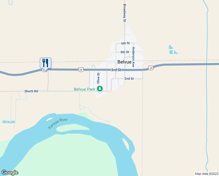 map of restaurants, bars, coffee shops, grocery stores, and more near 412 Shortt Road in Belvue