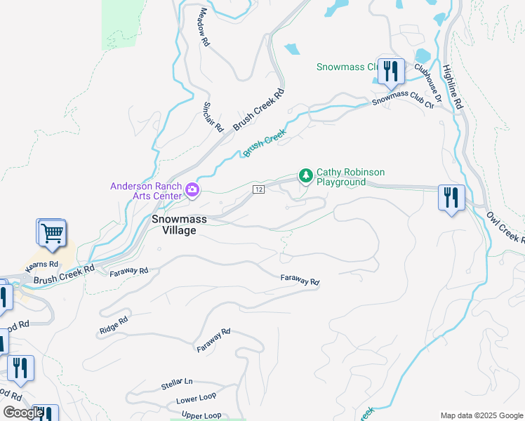 map of restaurants, bars, coffee shops, grocery stores, and more near 58-128 Meadow Ranch in Aspen