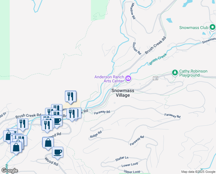 map of restaurants, bars, coffee shops, grocery stores, and more near in Snowmass Village