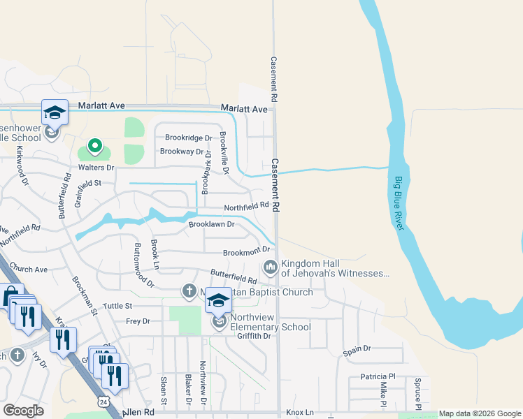 map of restaurants, bars, coffee shops, grocery stores, and more near 101 Brookstone Circle in Manhattan