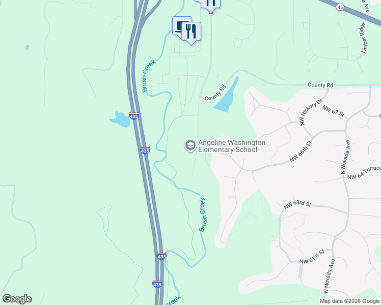 map of restaurants, bars, coffee shops, grocery stores, and more near 6600 Northwest Brush Creek Parkway in Parkville