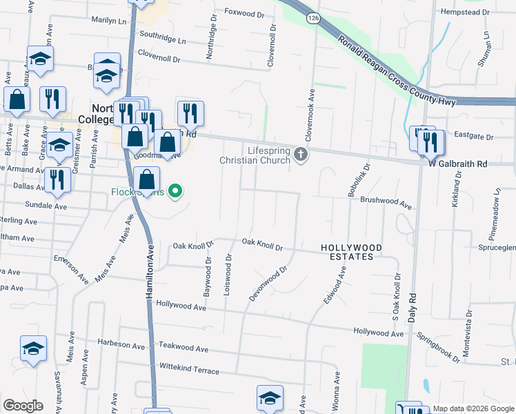 map of restaurants, bars, coffee shops, grocery stores, and more near 6794 Richard Avenue in Cincinnati