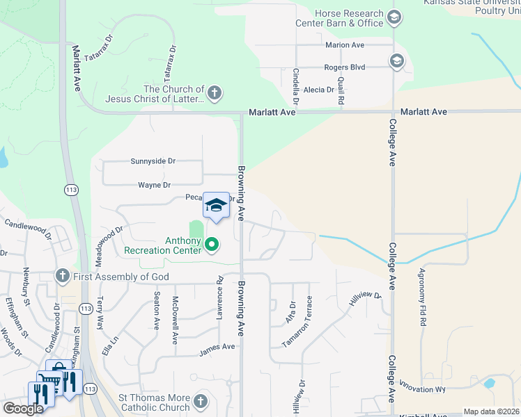 map of restaurants, bars, coffee shops, grocery stores, and more near 2800 Willow Grove Road in Manhattan
