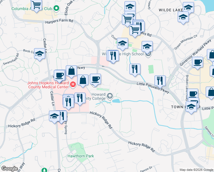 map of restaurants, bars, coffee shops, grocery stores, and more near in Columbia
