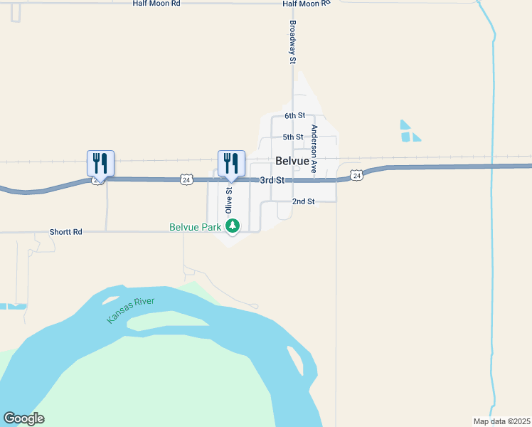 map of restaurants, bars, coffee shops, grocery stores, and more near 412 Shortt Rd in Belvue