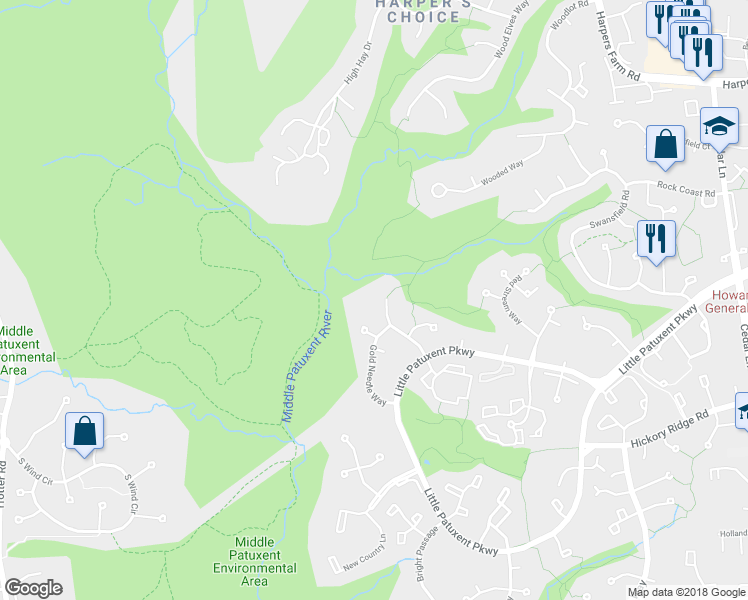 map of restaurants, bars, coffee shops, grocery stores, and more near 12047 White Cord Way in Columbia