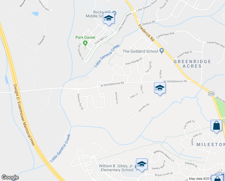map of restaurants, bars, coffee shops, grocery stores, and more near 12829 Gorman Circle in Boyds