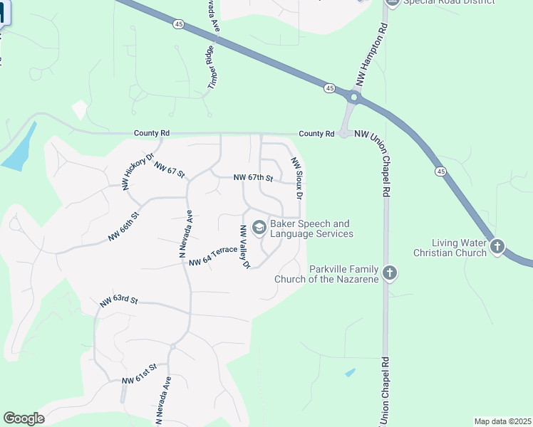 map of restaurants, bars, coffee shops, grocery stores, and more near 6600 Northwest Hidden Valley Road in Kansas City