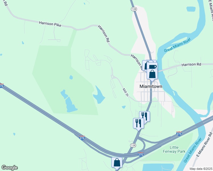 map of restaurants, bars, coffee shops, grocery stores, and more near 8175 Harrison Pike in Cleves