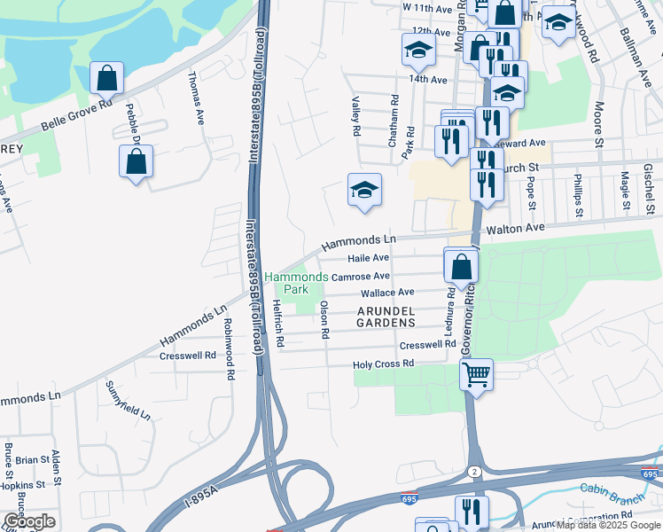 map of restaurants, bars, coffee shops, grocery stores, and more near 313 Haile Avenue in Brooklyn Park