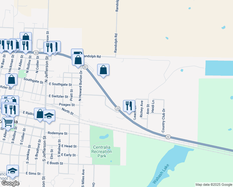 map of restaurants, bars, coffee shops, grocery stores, and more near 1201-1203 Remington Drive in Centralia