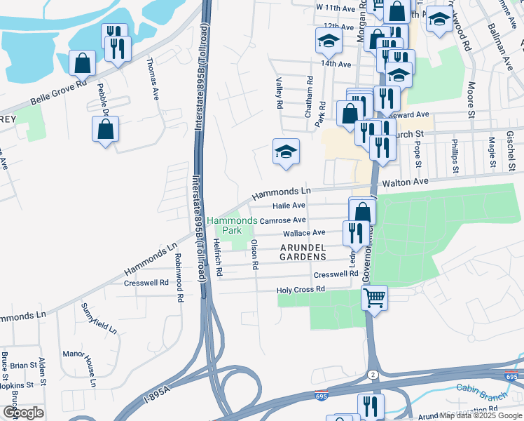 map of restaurants, bars, coffee shops, grocery stores, and more near 311 Haile Avenue in Brooklyn Park