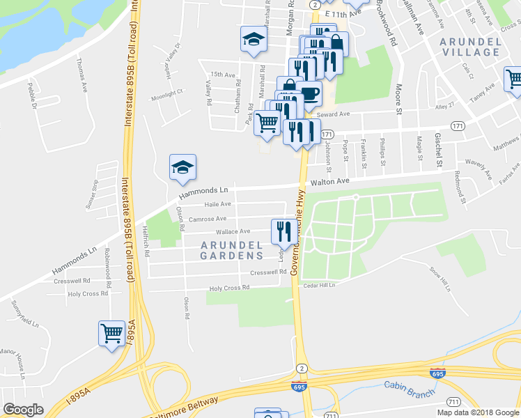 map of restaurants, bars, coffee shops, grocery stores, and more near 111 Haile Avenue in Brooklyn Park