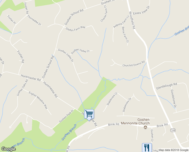 map of restaurants, bars, coffee shops, grocery stores, and more near 9009 Goshen Valley Drive in Gaithersburg