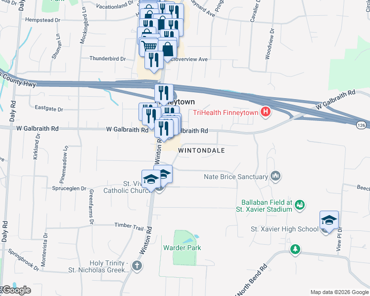 map of restaurants, bars, coffee shops, grocery stores, and more near 853 Crowden Drive in Cincinnati