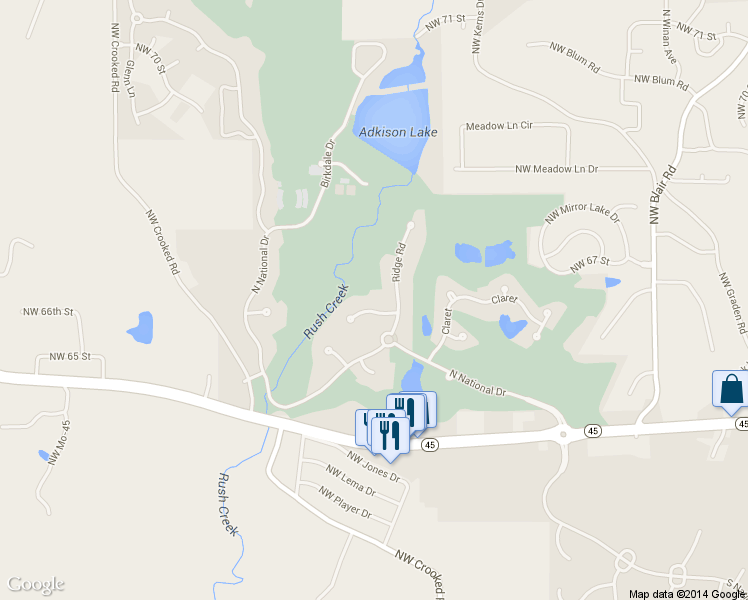 map of restaurants, bars, coffee shops, grocery stores, and more near 6520 Turnberry Court in Parkville