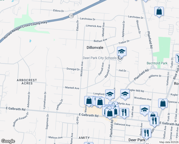 map of restaurants, bars, coffee shops, grocery stores, and more near 8483 Wexford Avenue in Cincinnati