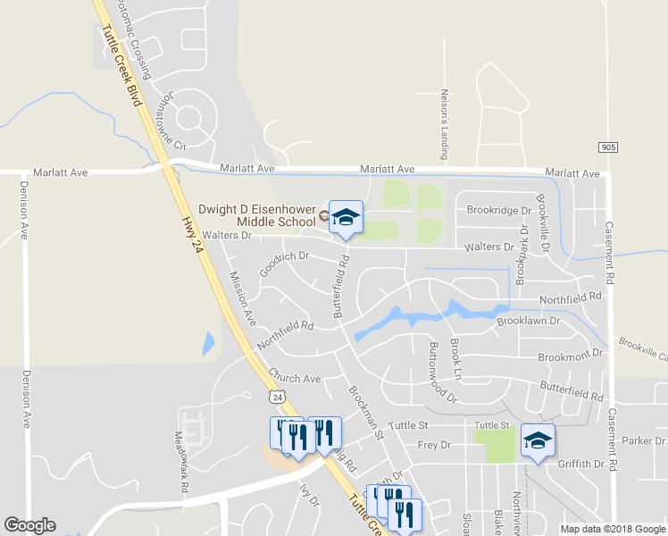 map of restaurants, bars, coffee shops, grocery stores, and more near 2637 Butterfield Road in Manhattan