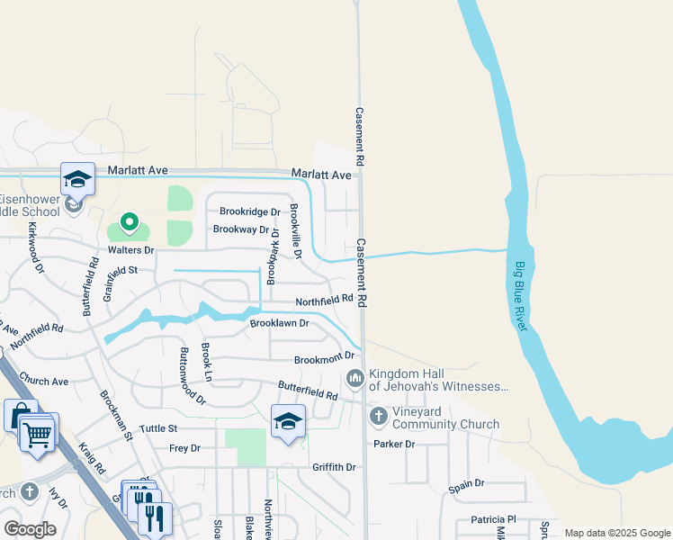 map of restaurants, bars, coffee shops, grocery stores, and more near 112 Brookstone Circle in Manhattan