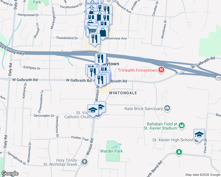 map of restaurants, bars, coffee shops, grocery stores, and more near 853 Crowden Drive in Cincinnati