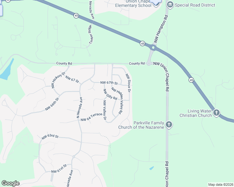 map of restaurants, bars, coffee shops, grocery stores, and more near 6600 Northwest Hidden Valley Road in Kansas City