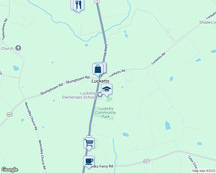 map of restaurants, bars, coffee shops, grocery stores, and more near 42361 Lucketts Road in Leesburg