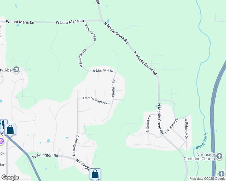 map of restaurants, bars, coffee shops, grocery stores, and more near 4814 Chatham Drive in Bloomington