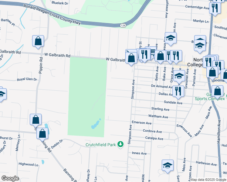 map of restaurants, bars, coffee shops, grocery stores, and more near 2027 Dallas Avenue in Cincinnati