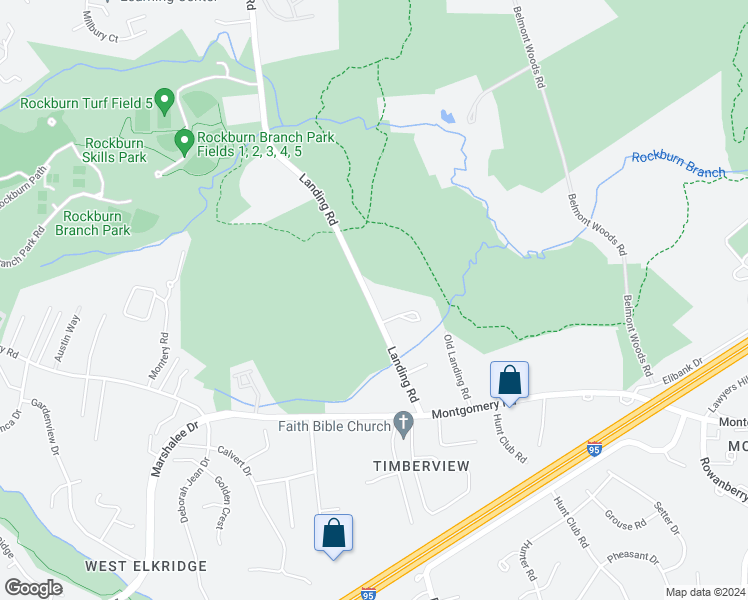 map of restaurants, bars, coffee shops, grocery stores, and more near 5667 Landing Road in Elkridge