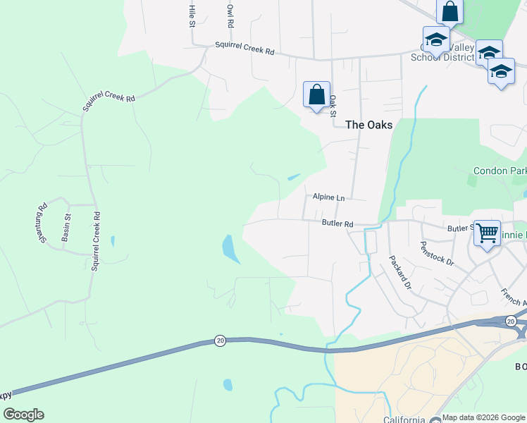 map of restaurants, bars, coffee shops, grocery stores, and more near 10822 Holyrood Lane in Grass Valley