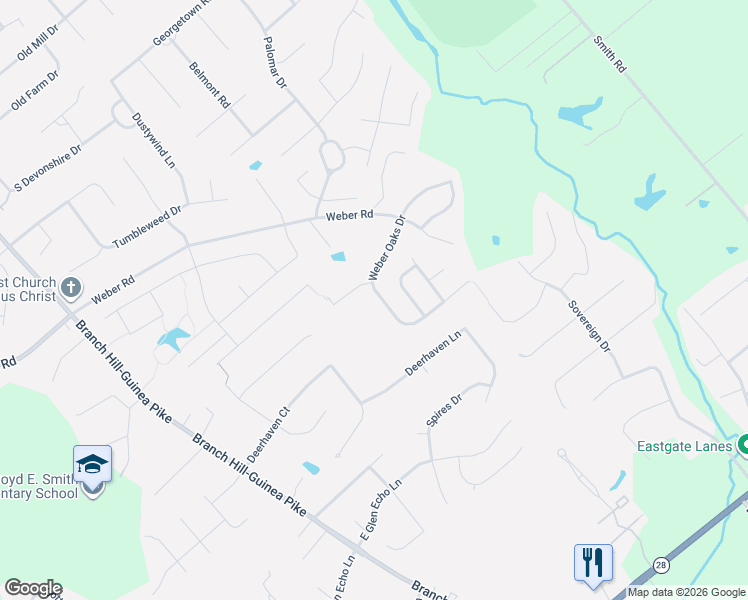 map of restaurants, bars, coffee shops, grocery stores, and more near 1696 Smoke House Way in Loveland