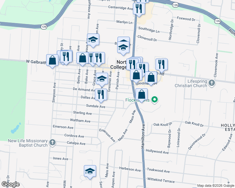 map of restaurants, bars, coffee shops, grocery stores, and more near 1705 Goodman Avenue in Cincinnati