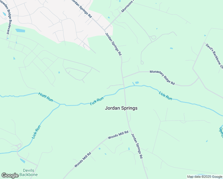 map of restaurants, bars, coffee shops, grocery stores, and more near 1160 Jordan Springs Road in Stephenson
