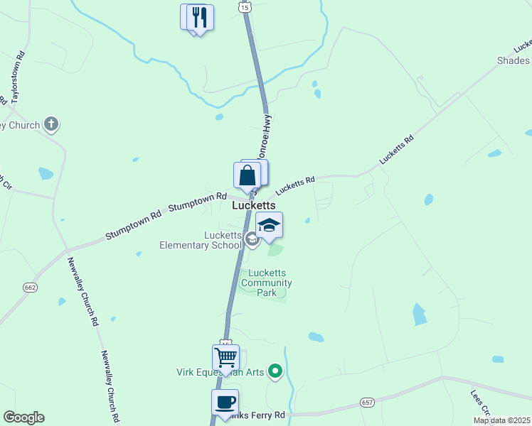 map of restaurants, bars, coffee shops, grocery stores, and more near 42361 Lucketts Road in Leesburg