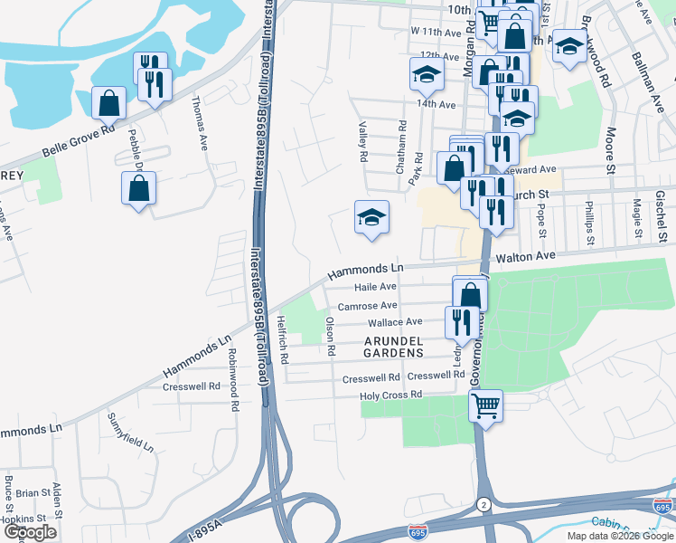 map of restaurants, bars, coffee shops, grocery stores, and more near 476 Hammonds Lane in Brooklyn Park