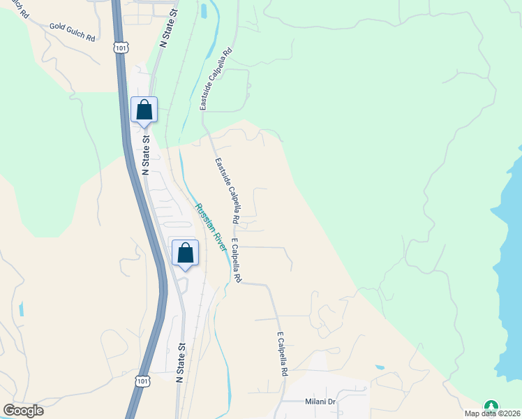 map of restaurants, bars, coffee shops, grocery stores, and more near 4915 Eastside Calpella Road in Ukiah