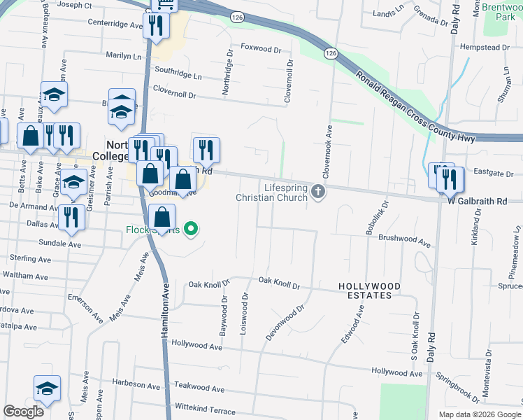 map of restaurants, bars, coffee shops, grocery stores, and more near 6833 Richard Avenue in Cincinnati