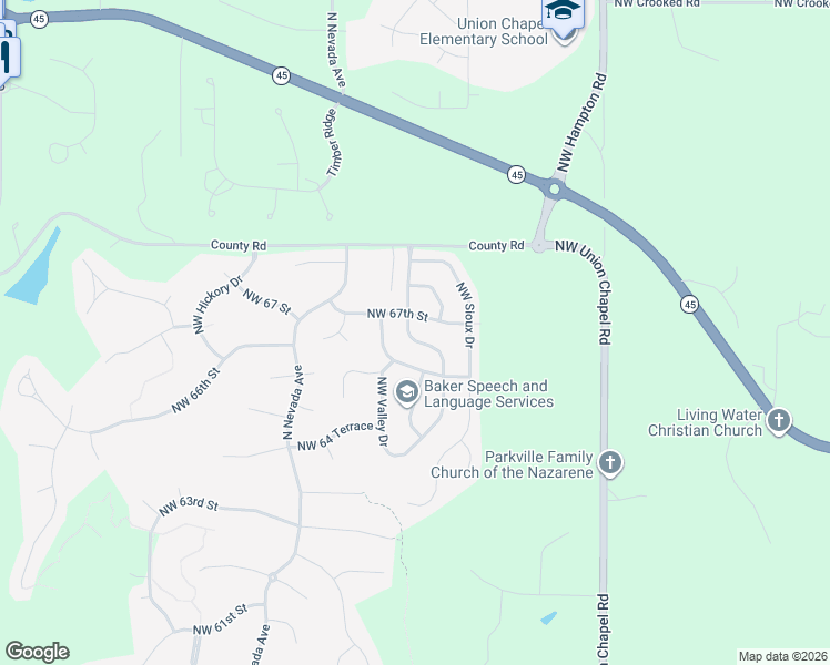 map of restaurants, bars, coffee shops, grocery stores, and more near 6637 Northwest Hidden Valley Road in Kansas City