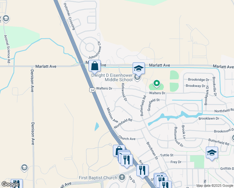 map of restaurants, bars, coffee shops, grocery stores, and more near 2909 Russell Court in Manhattan
