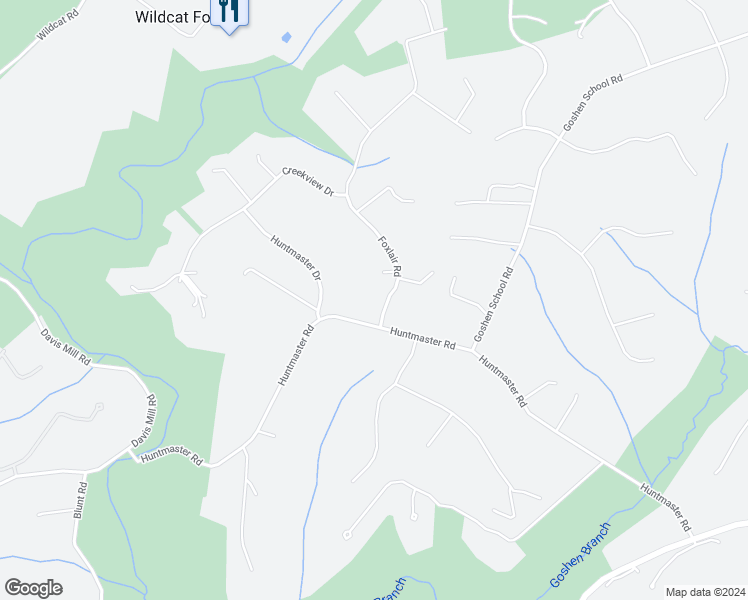 map of restaurants, bars, coffee shops, grocery stores, and more near 21900 Foxlair Road in Gaithersburg