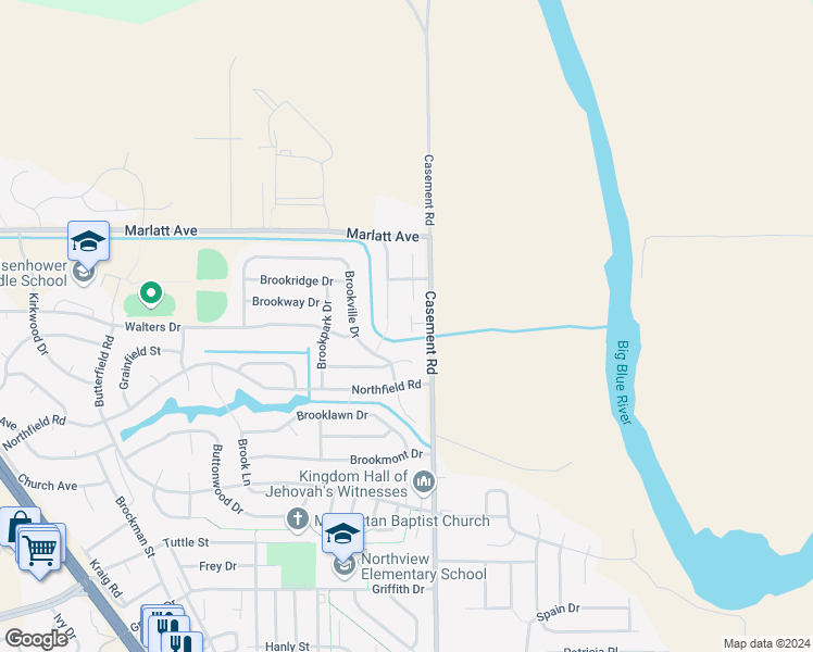 map of restaurants, bars, coffee shops, grocery stores, and more near 209 Silo Place in Manhattan