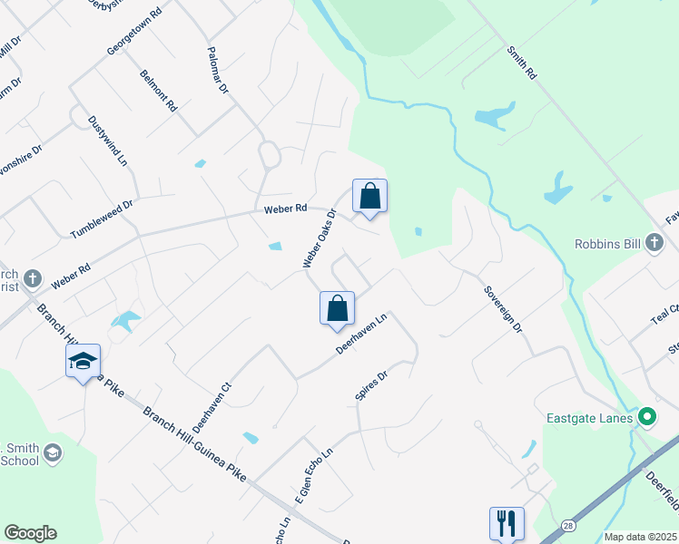 map of restaurants, bars, coffee shops, grocery stores, and more near 1716 Old Silo Drive in Loveland